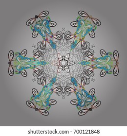 Vector illustration. crystal snowflake in colors on colorful background.