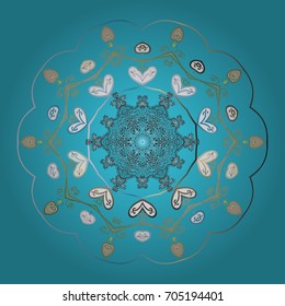 Vector illustration. Crystal snowflake in colors on colored background.