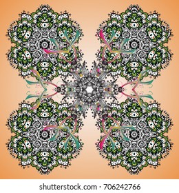 Vector illustration. Crystal snowflake in colors on colored background.