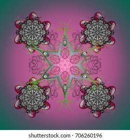Vector illustration. Crystal snowflake in colors on colored background.