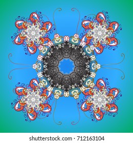 Vector illustration. Crystal snowflake in colors on background.