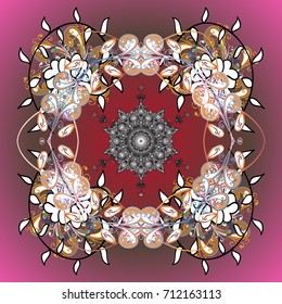 Vector illustration. Crystal snowflake in colors on background.