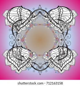 Vector illustration. Crystal snowflake in colors on background.