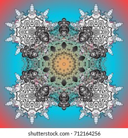 Vector illustration. Crystal snowflake in colors on background.