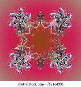 Vector illustration. Crystal snowflake in colors on background.