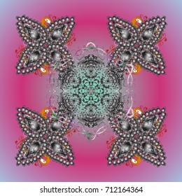 Vector illustration. Crystal snowflake in colors on background.