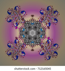 Vector illustration. Crystal snowflake in colors on background.