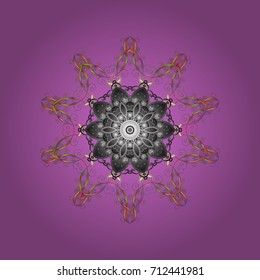 Vector illustration. Crystal snowflake in colors on colorful background.