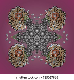 Vector illustration. Crystal snowflake in colors on colored background.