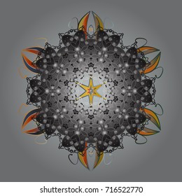 Vector illustration. Crystal snowflake in colors on colored background.