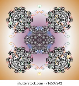 Vector illustration. Crystal snowflake in colors on background.