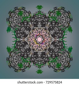 Vector illustration. Crystal snowflake in colors on colored background.