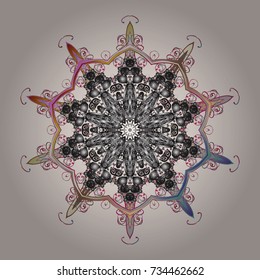 Vector illustration. crystal snowflake in neutral, gray and brown colors on neutral, gray and brown colors.
