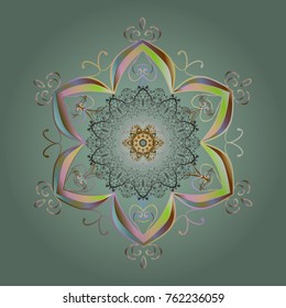 Vector illustration. Crystal snowflake in neutral, gray and beige colors on neutral, gray and beige colors.