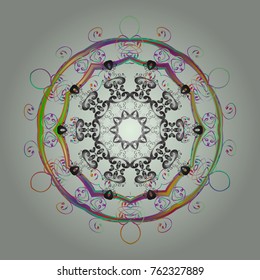 Vector illustration. Crystal snowflake in neutral, gray and green colors on neutral, gray and green colors.