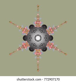 Vector illustration. Crystal snowflake in neutral, gray and blue colors on neutral, gray and blue colors.