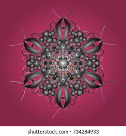 Vector illustration. Crystal snowflake in pink, gray and neutral colors on pink, gray and neutral colors.