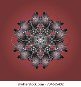 Vector illustration. Crystal snowflake in pink, gray and neutral colors on pink, gray and neutral colors.
