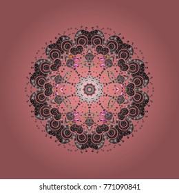 Vector illustration. Crystal snowflake in pink, gray and brown colors on pink, gray and brown colors.