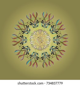 Vector illustration. crystal snowflake in yellow, gray and neutral colors on yellow, gray and neutral colors.