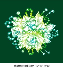 Vector illustration, crystals and beads. Precious stones and pearls. Printing on T-shirts, covers, fabrics and souvenirs. Fashion and beauty, charms and accessories. Jewelry for girls.