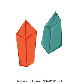 
Vector illustration of crystals on a white background in flat style. Magic cartoon stone.