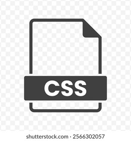 Vector illustration of CSS file in dark color and transparent background(PNG).