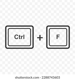 Vector illustration of Ctrl F icon in dark color and transparent background(PNG). Keyboard shortcut button.