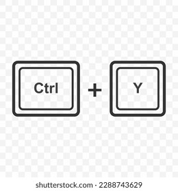 Vector illustration of Ctrl Y icon in dark color and transparent background(PNG). Keyboard shortcut button.