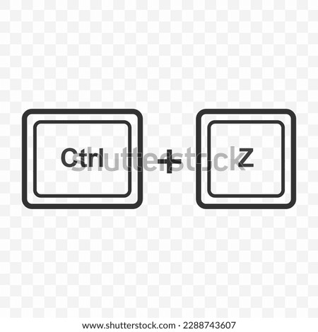 Vector illustration of Ctrl Z icon in dark color and transparent background(PNG). Keyboard shortcut button.