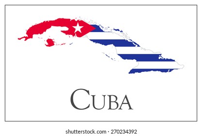 Vector illustration of Cuba flag map. Used transparency.