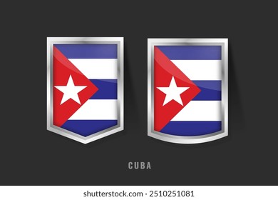 Vector Illustration of CUBA Label Logo. CUBA Badge Sign CUBA With Flag, Austrian Product Label Banners Template.
