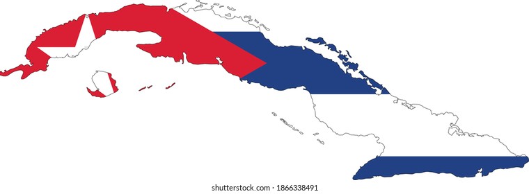 vector illustration of Cuba map and flag