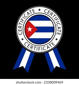Vector illustration of Cuba ribbon certificate on black background.