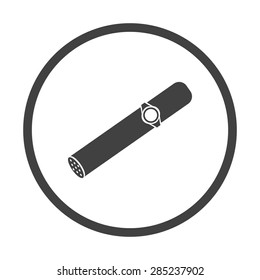 Vector illustration of cuban cigar icon. Black isolated on white background. Circle.