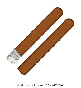 Vector illustration of cuban cigars isolated on white background. Flat style design.