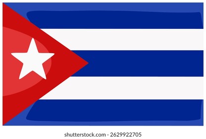 Ilustración vectorial de la bandera cubana con efectos de luz y sombra.