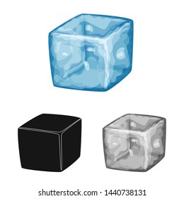 Vector illustration of cube and ice icon. Collection of cube and block stock vector illustration.
