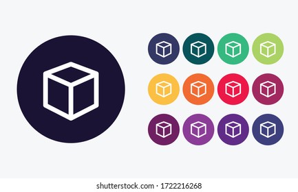 Vector illustration with cube icon set.