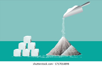 Vector Illustration of Cube Sugar Experiment, Science Question