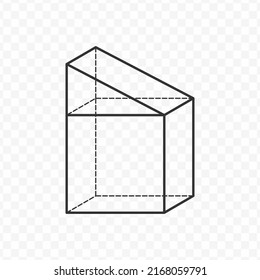 Vector illustration of cube and triangular prism 3D geometric shapes in dark color and transparent background(png).