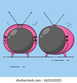 vector illustration cube tv style retro or vintage