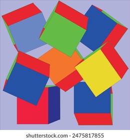 vector illustration of cubes with different colors of faces filled in vector style