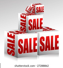 Vector illustration of cubic written with "sale"