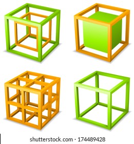Vector illustration of cubical design elements.