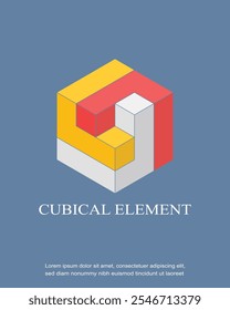 Ilustración vectorial del elemento de diseño cúbico imposible.