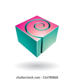 Vector Illustration of a Cubical Spiral Shape Abstract Icon isolated on a white background