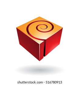 Vector Illustration of a Cubical Spiral Shape Abstract Icon isolated on a white background