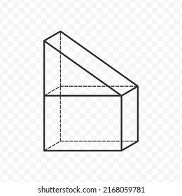 Vector illustration of cuboid and triangular prism 3D geometric shapes in dark color and transparent background(png).