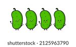 Vector illustration of cucumber character with cute expression, jump, happy, funny, cucumber isolated on white background, simple minimal style, vegetable for mascot collection, emoticon
